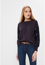 French Connection Afreda Contrast Floral Embroidered Knit (Navy/Teal)